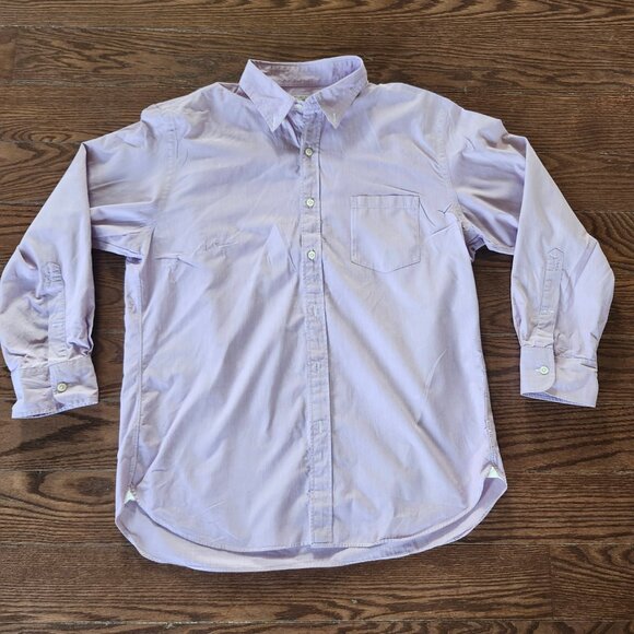 J.Crew Men’s Oxford Shirt 2-Ply Cotton Light Purple Long Sleeve Button Up Size L - Picture 1 of 7
